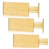 3 Pcs Bamboo Drawer Dividers 16.5 x 6 Inches Adjustable Drawer Dividers Expandable Drawer Organization Separators for Kitchen Dresser Bathroom Bedroom Desk
