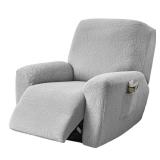 FUANGUI Recliner Chair Cover 4-Pieces Lazyboy Cover for Recliner Chair with Storage Pockets Furniture Protector for Living Room, Jacquard Sofa Slipcover for Kids, Pets, Dog and Cat, 40