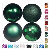 Emopeak 4Pcs Christmas Balls Ornaments for Xmas Christmas Tree - 4 Style Shatterproof Christmas Tree Decorations Hanging Ball for Holiday Wedding Party Decoration (Dark Green, 4\"/10CM)