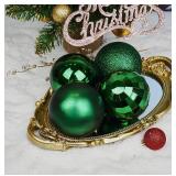 Emopeak 4Pcs Christmas Balls Ornaments for Xmas Christmas Tree - 4 Style Shatterproof Christmas Tree Decorations Hanging Ball for Holiday Wedding Party Decoration (Dark Green, 4\"/10CM)