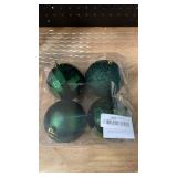 Emopeak 4Pcs Christmas Balls Ornaments for Xmas Christmas Tree - 4 Style Shatterproof Christmas Tree Decorations Hanging Ball for Holiday Wedding Party Decoration (Dark Green, 4\"/10CM)