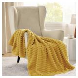 Bedsure GentleSoft Yellow Throw Blanket for Couch - Cozy Soft Fleece Blankets for Women, Cute Small Throws for Girls, Honey, 50x60 Inches
