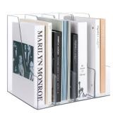 Vertical Magazine File Holder, Clear File Organizer Desk Organizer and Storage Bins Holding for Magazines, Binders, Notebooks, Envelopes, Plastic Office Organization and Storage for Desk, 4 pack