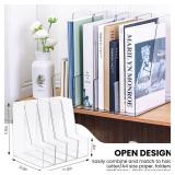 Vertical Magazine File Holder, Clear File Organizer Desk Organizer and Storage Bins Holding for Magazines, Binders, Notebooks, Envelopes, Plastic Office Organization and Storage for Desk, 4 pack