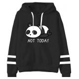 Apvirdy Teen Girls Hoodies Cute Panda Not Today Hooded Sweatshirt Womens Long Sleeve Graphic Pullover Tops (Small, Black)