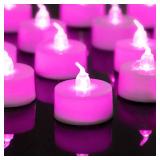 LANKER 24 Pack LED Tea Lights Candles, Steady Pink Flameless Tealights, Long Lasting Battery Operated Fake Candles, Decoration for Wedding, Halloween and Christmas (Pink - 24pcs)