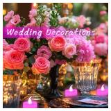 LANKER 24 Pack LED Tea Lights Candles, Steady Pink Flameless Tealights, Long Lasting Battery Operated Fake Candles, Decoration for Wedding, Halloween and Christmas (Pink - 24pcs)