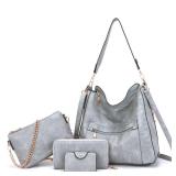 Large Crossbody Purses Set For Women Shoulder Bag Tote Handbags Ladies Hobo Bags With Wallet 4PCS GreyBlue