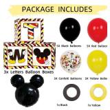 2nd Birthday Party Favors Balloon Boxes Supplies for Baby, Boys 3Pcs Black Yellow Mouse Theme Two Year Old Balloon Boxes, 