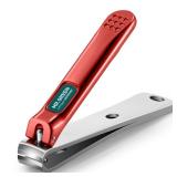 MR.GREEN Nail Clippers Curved Blades Fingernail Cutter Nippers Manicure Scissors Stainless Steel Pedicure Tools with Nail Flies (Medium-Red)