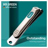 MR.GREEN Nail Clippers Curved Blades Fingernail Cutter Nippers Manicure Scissors Stainless Steel Pedicure Tools with Nail Flies (Medium-Red)