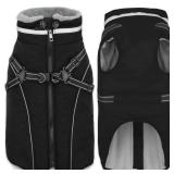 Fragralley Dog Coat with Harness Built in, Waterproof Windproof Reflective Warm Puffer Jacket, Fleece Lined Vest Winter Parka for Small, Medium, Large Dogsâ