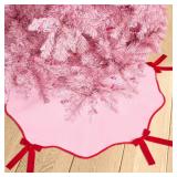 xo, Fetti Pink Christmas Tree Skirt | 36\" | Holiday Bow Decorations, Merry Xmas Party Accessory, Tree Stand Collar Blanket