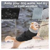 Lelepet Warm Dog Coat Reflective Dog Fleece Vest Waterproof Jacket Windproof Winter Cold Weather Coats with Adjustable Buckle Jackets for Large Dogs, Black, L