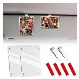 Figpade 2PCS Car Picture Holder with Magnetic Attachment,Acrylic Car Visor Photo Clip for Easy Display of Photos,Personalized Cars Picture Frame as Christmas Cars Decorations (White)