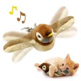KreizyGo Cat Toys, Flapping Wings Sparrow, No Flying, Chirping Bird Interactive Catnip Toy for Kitten or Small Dogs, Touch Activated, Rechargeable
