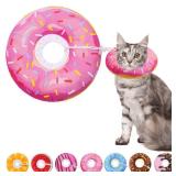 Seyezo Cat Cone Soft Collar, Adjustable Cat Recovery Collars Kitten Cones to Stop Licking, Cute Donut Neck Collar After Surgery, Elizabethan Kittens Protective Cones After Spay (Donut Pink, Medium)