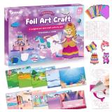Foil Arts and Crafts for Kids Ages 4-8, No Mess Princess Fun Foil Art Craft Supplies Kits, DIY Creative Activity Coloring Books,Christmas Stocking Stuffers,Gifts for 4 5 6 7 8 9 10 Year Old Girls Boys