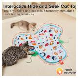 Potaroma Hide and Seek Interactive Cat Toys, Moving Concealed Wand Feather, Automatic Chargeable Indoor Kitten Exercise Kicker, Mouse Squeaky, Floral Cover