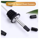 180PCS Pourers Dust Covers, Pour Spot Caps, Liquor Spout Covers, Olive Oil Liquor Bottle Pour Spout Cover, Black Rubber Pourer Cap,Wine Pourers Cover