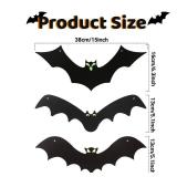 12 Pack Halloween Decorations Hanging Bats - 3 Style Scary Hanging Bat Set with 3D Bats Sticker, Outdoor Scary Flying Bats Set for Yard, Haunted House, Party - Indoor Outdoor Waterproof Decor