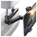 Lamicall Car Headrest Tablet Holder - [3 in 1 Extension Arm] Adjustable Tablet Car Mount for Back Seat, Road Trip Essentials for Kids, for 4.7-11\" Device Like iPad Pro, Air, Mini, Galaxy, Fire, Black