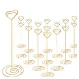 IMAMIN 16pcs Place Card Holders, 8.75 Inches Tall Table Number Holders, Gold Picture Holder for Tables with Heart Shaped Clip for Wedding, Photos, Food Signs, Memo Notes, Restaurant, Birthday