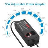 SHNITPWR 3V ~ 24V 3A 72W Power Supply Adjustable DC 3V 5V 6V 9V 12V 15V 16V 18V 19V 20V 24V Variable Universal AC/DC Adapter 100V-240V AC to DC Converter with 14 Tips 5.5x2.5mm 4.0x1.7mm 3.5x1.35mm