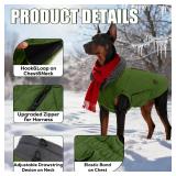 EMUST Dog Jacket - Winter Coats for Small/Medium/Large Dogs, French Bulldog Clothes, Green, XL