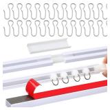 DoubleFill 20 FT/240 IN Self Adhesive Ceiling Curtain Track Rail No Drill Rod Screws or Tools No Damage for Windows Cabinet Closet Bathroom Shower Curtain Room Divider