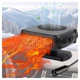 Demohome 12V 200W Car Heater & Cooling Fan - Rapid Windscreen Defogger & Window Defroster for Winter & Humid Weather - Safe & Portable with Cigarette Lighter Plug-In for All Cars - White
