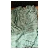 Bsubseach Crochet Cover Up for Swimwear Women Pool Swimsuit Coverup Long Sleeve Beach Knit Tops Cyan size medium