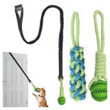 SailStart Interactive Dog Toys with Indoors/Outdoors, Tug of War Toys for Small, Medium and Large Dogs, Green Kit Includes Elastic Cord, Rubber Ball, Cotton Stick