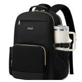 LOVEVOOK Laptop Backpack for Women with Pouch Pocket for Large Capacity Cup,17 Inch Laptop Computer Bag Travel Backpack Purse,Waterproof Work Business Backpack College Teacher Bags,Black