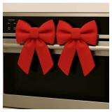 Hungdao 2 Pcs Christmas Kitchen Towels Bows Decor Christmas Decorative Dish Hand Towels Red Bows for Xmas Bathroom and Kitchen Decor
