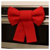 Hungdao 2 Pcs Christmas Kitchen Towels Bows Decor Christmas Decorative Dish Hand Towels Red Bows for Xmas Bathroom and Kitchen Decor