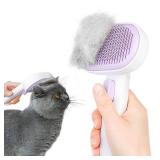 aumuca Cat and Dog Grooming Brush for Shedding, Removes Loose Fur from Long or Short Haired Pets - Ideal for Cats, Kittens, Rabbits, and More - Purple