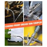 luckywagon Grease Gun Coupler Grease Gun Tips Grease Fittings, Double Handles, Quick Lock Release, High Pressure 10,000 PSI, 6 Thickened Jaws Grease Coupler, Compatible with All 1/8\" NPT Grease Guns