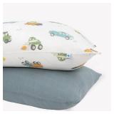 Little Unicorn Standard Pillowcase 2 Pack | Super Soft & Breathable Muslin Fabric | Snug Envelope Closure (Work Trucks)