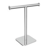 RUACQ T-Shape Hand Towel Holder Stand, Weighted Base Towel Rack, Countertop Towel Holder for Bathroom, 304 Stainless Steel, Heavy Duty (Chrome)