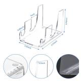 Yoande 4 Pcs 2 Tier Plate Dinnerware Display Stand Acrylic Clear Plate Stand China Platters Holder Setting Racks for Kitchenware Display Cabinet Organizer