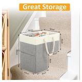 1 Pc Stair Basket for Stairs with Handle, Staircase Baskets for Carpeted and Wooden Stair,16\" Step Storage Laundry basket for Stairs, Toys, Clothes, Books, Tools, Magazine, with Hard Board, Anti-slip