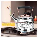 Tea Kettle Stainless Steel Teapot, Stainless Steel Teakettle for Stove Top with Heat Proof Ergonomic Handle 3.0 Quart