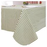 Walrus Heavy Duty Vinyl Tablecloth with Flannel Backing Waterproof Oil-Proof Plastic Table Cloth Stain-Resistant Wipeable Rectangle or Square Table Cover for Indoor and Outdoor (Stripe, 52X70 Inch)