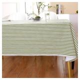 Walrus Heavy Duty Vinyl Tablecloth with Flannel Backing Waterproof Oil-Proof Plastic Table Cloth Stain-Resistant Wipeable Rectangle or Square Table Cover for Indoor and Outdoor (Stripe, 52X70 Inch)