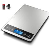 Fuzion Food Scale, 1g/0.1oz Digital Kitchen Scale - 22lb, 7 Units, Tare & PCS, Rechargeable Power, Tempered Glass & Stainless Steel - Food Weight Scale Grams and Ounces for Cooking, Baking