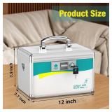 Glosen Medicine Lock Box,locking medicine box, Security Lock BoxesãMedium 12 x 7.68 x 7.87 Inch with removable storage pocketã,lock box, First Aid Key Safe Box,Lock Box for Medication