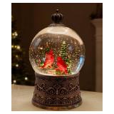 Christmas Cardinal Snow Globe Light up Lantern with 8 Songs, 6.99\" Christmas Snow Globes for Kids Adults, 6H Timer & Dual Power, Snowglobes Christmas Decorations Indoor, Gifts for Women Men