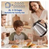 DEZIN Electric Kettle Upgraded, BPA Free 2L Stainless Steel Tea Kettle, Fast Boil Water Warmer with Auto Shut Off and Boil Dry Protection Tech for Coffee, Tea, Beverages