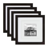 Egofine 8x8 Picture Frames 4 PCS - Made of Solid Wood Covered by Plexiglass Display 4x4/6x6 with Mat or 8x8 without Mat, for Table Top Display and Wall Mounting Photo Frame Black